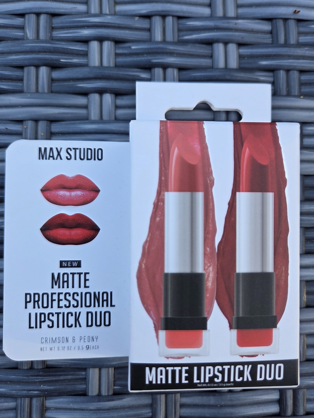 Max Studio Matte Lipstick Duo in Crimson & Peony - Red